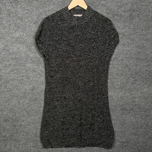 Athleta Size Medium‎ Sweater Dress Black Marled Merino Wool Rib Knit Mock Neck